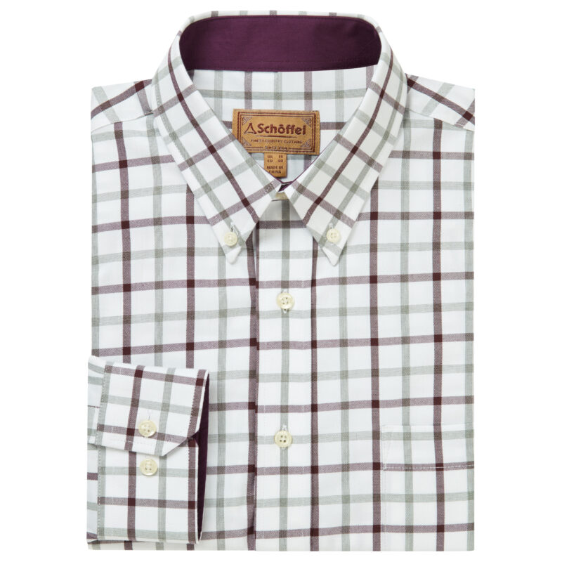 Schoffel Mens Brancaster Classic Shirt in Wine Check
