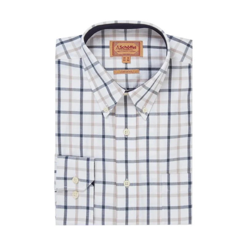 Schoffel Mens Brancaster Shirt Oxford Navy Check