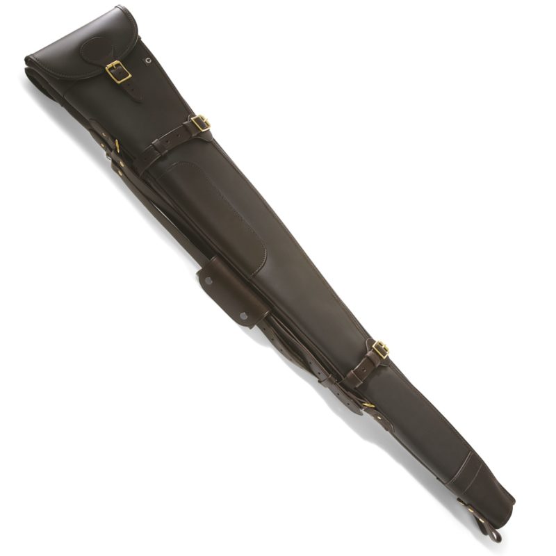 Byland Leather Double Shotgun Slip with Zip and Flap Dark Havana
