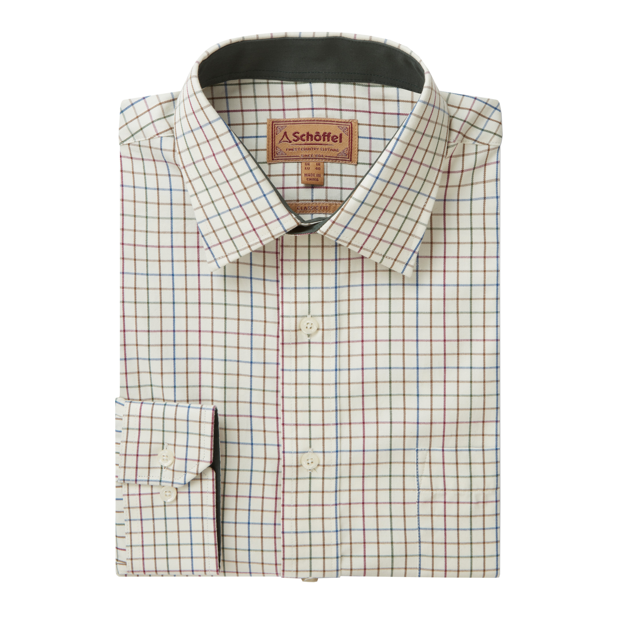Schoffel Mens Burnham Tattersall Shirt Olive Tattersall