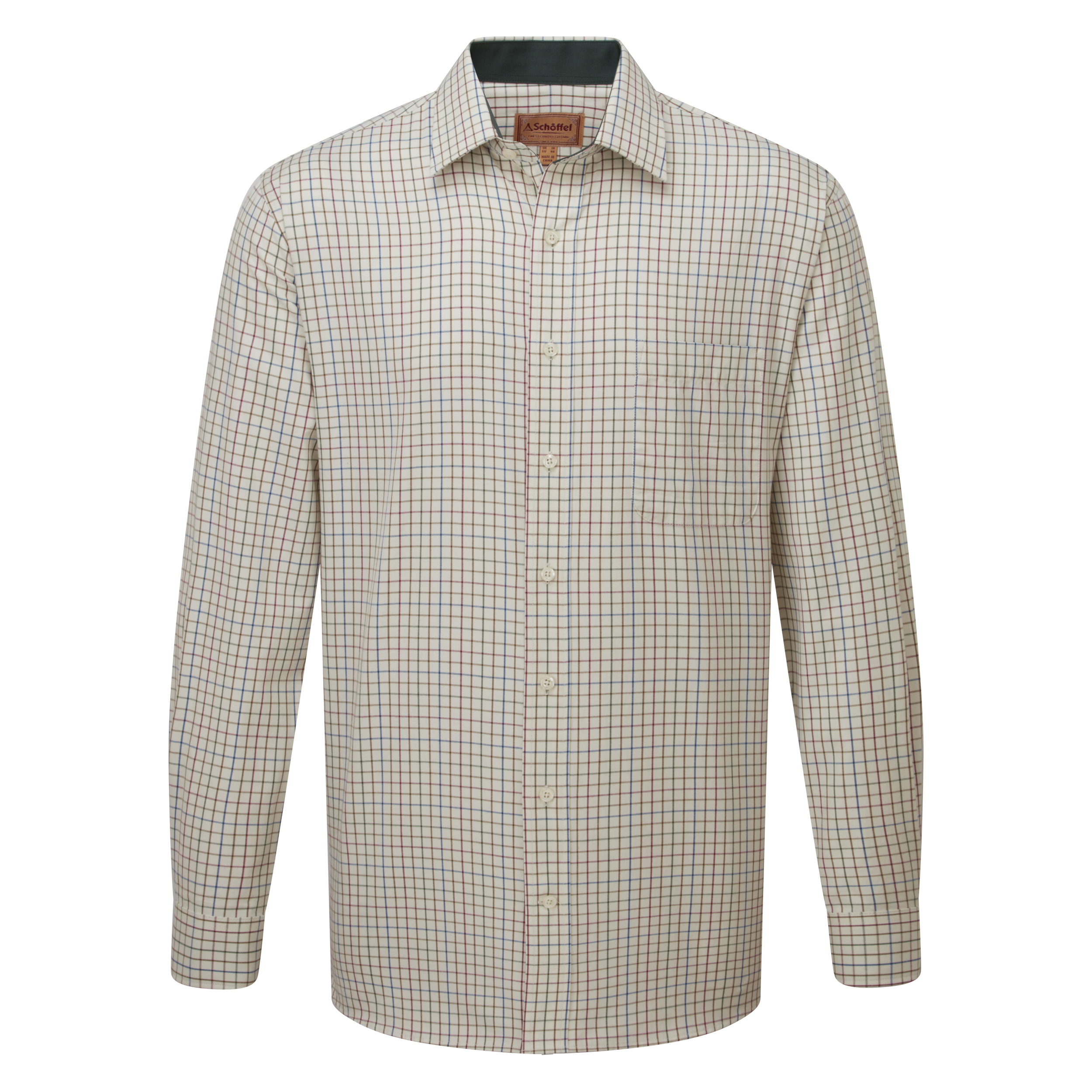 Schoffel Mens Burnham Tattersall Shirt Olive Tattersall