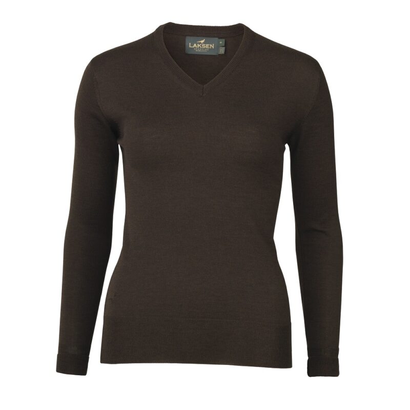 Laksen Carnaby V Neck Jumper in Chocolate