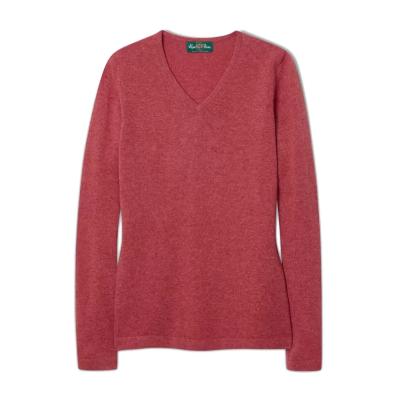Alan Paine Laides V Neck Jumper in Rouge Front