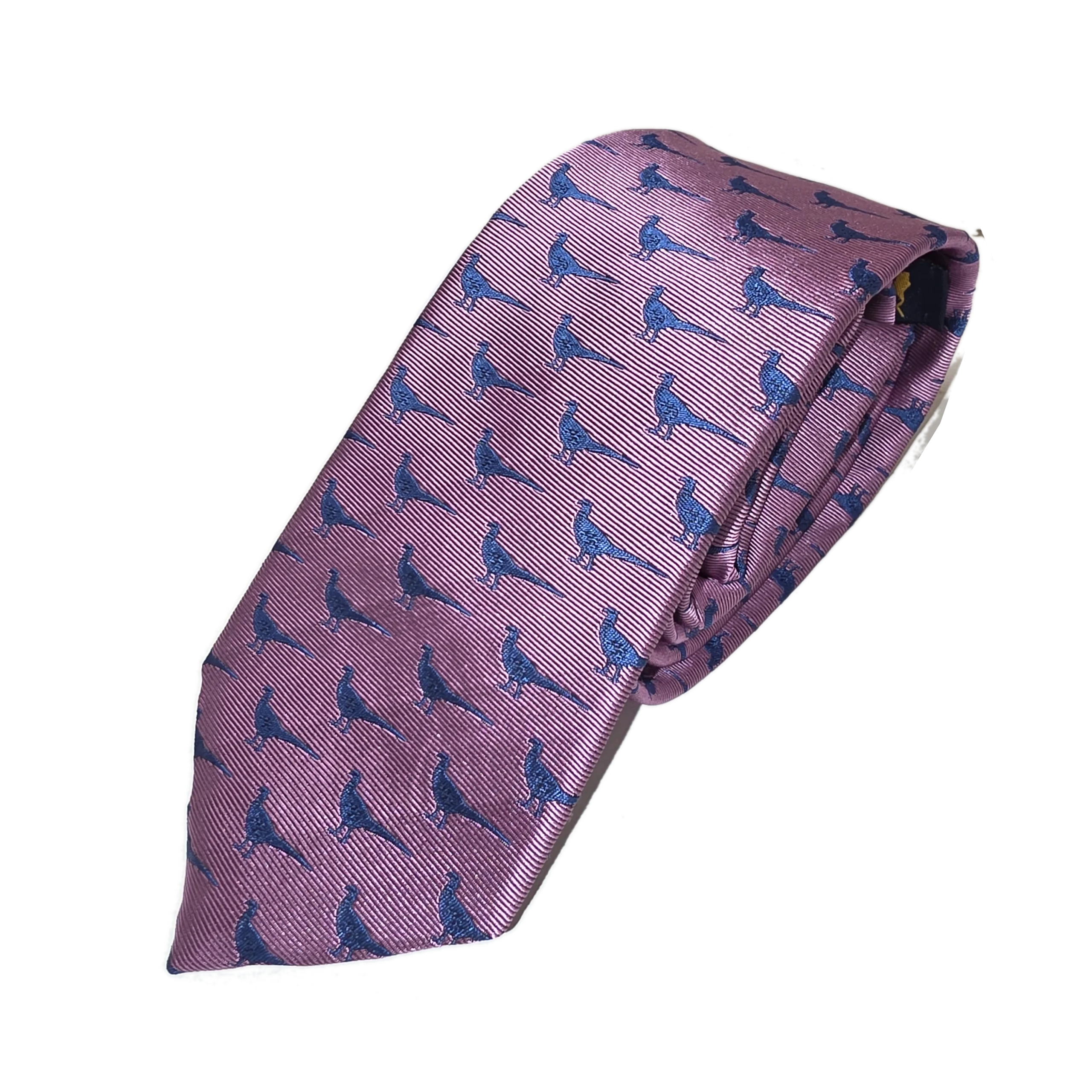 Ian Coley Blue Pheasant Tie in Pink
