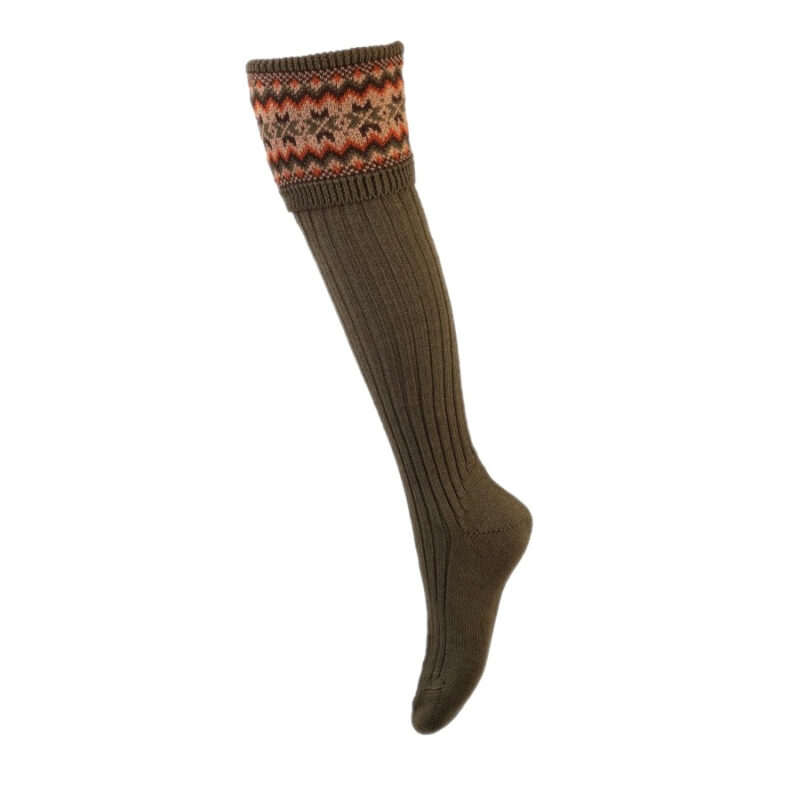 Lady Fairisle Sock in Dark Olive