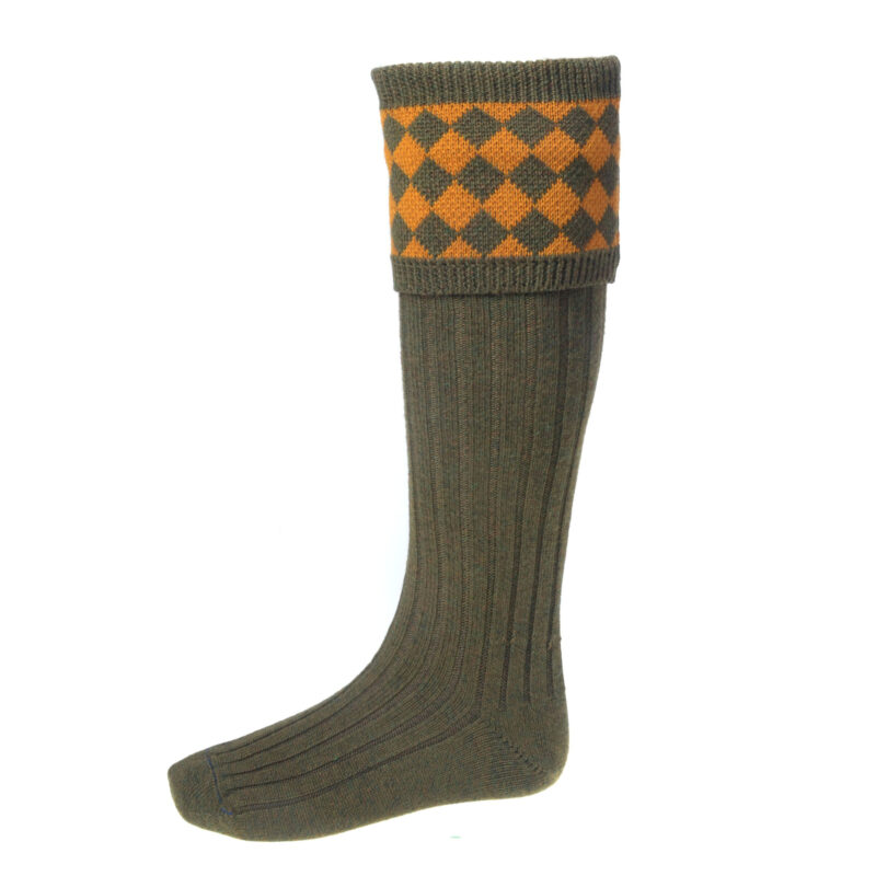 Mens Chessboard Socks in Bracken