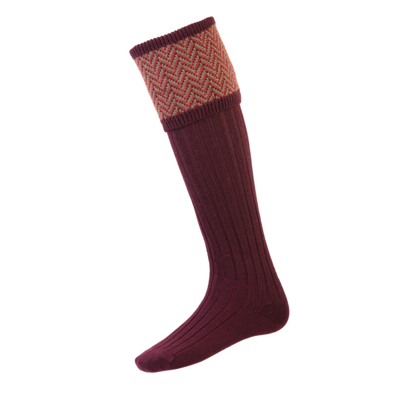 Mens herringbone socks in Mulberry