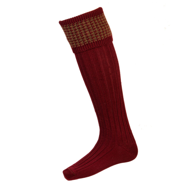 Mens Houndstooth Socks in Burgundy