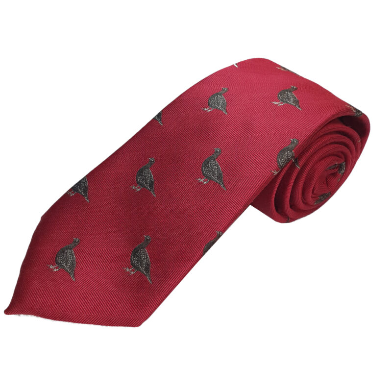 Ian Coley Standing Grouse Tie in red