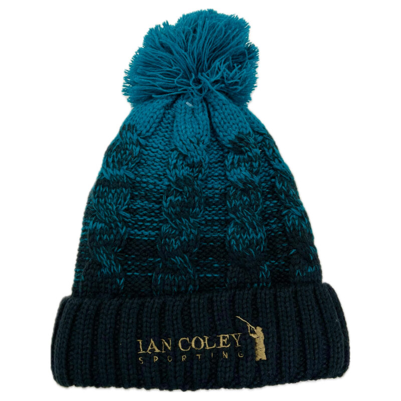 Ian Coley Ombre Beanie in Teal and French Navy Front