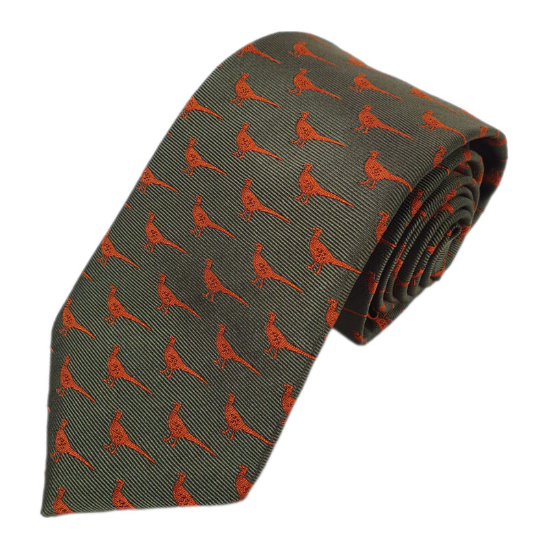 Ian Coley Orange Pheasant Tie in Green