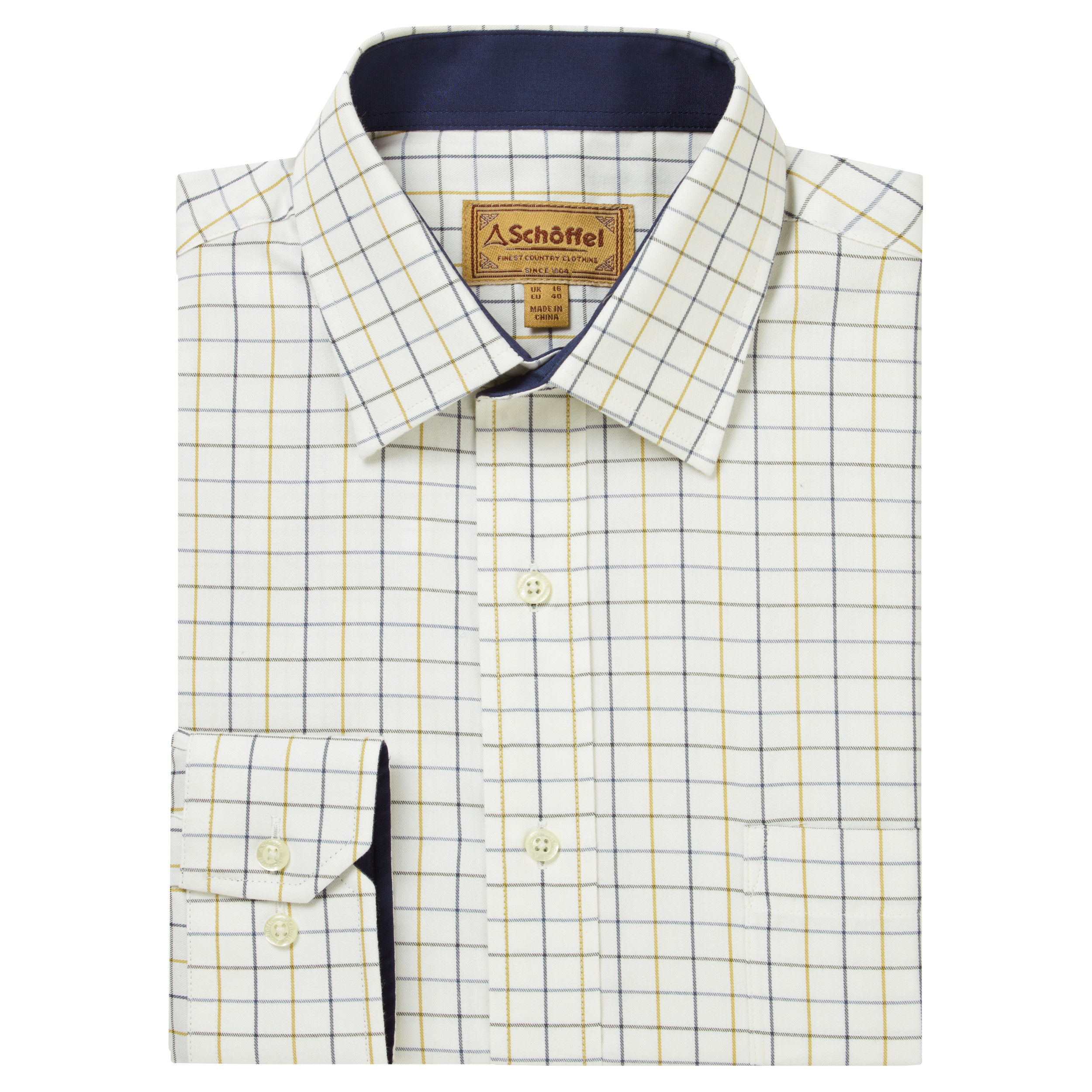 Schoffel Mens Burnham Tattersall Shirt Vintage Navy Tattersall