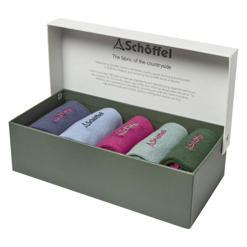 Schoffel Ladies Bamboo Sock Five Pack Logo Pink Mix