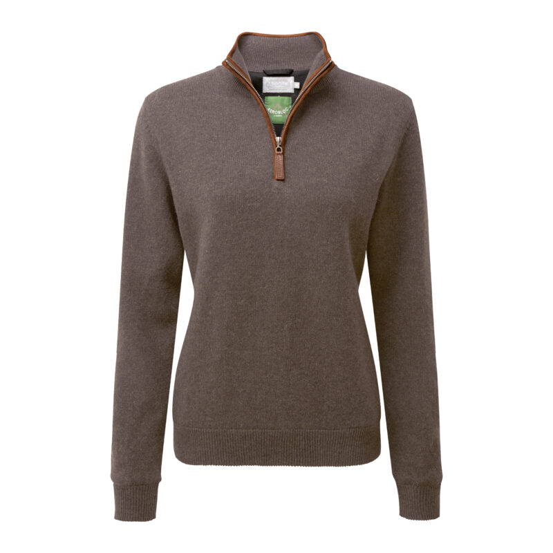 Schoffel Ladies Lambswool Aerobloc 1/4 Zip Mole