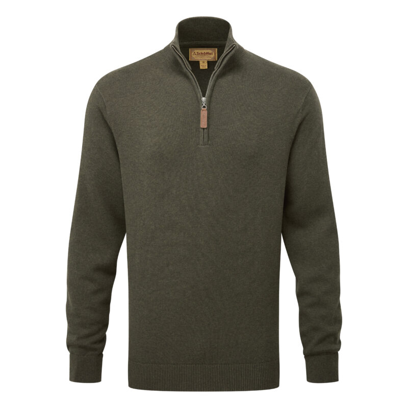 Schoffel Calton Cotton Cashmere Jumper in Loden Green