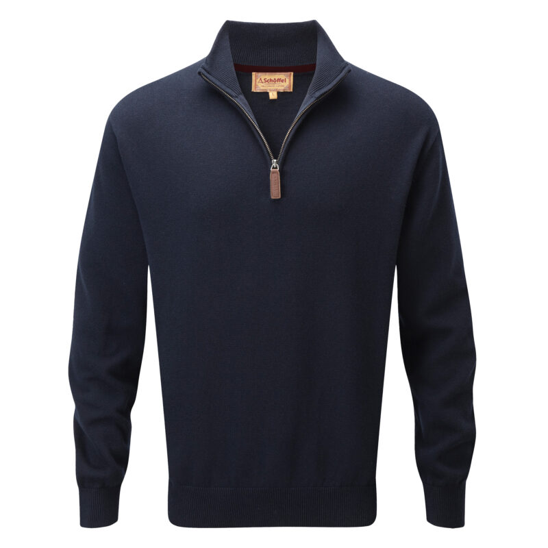 Schoffel Calton Cotton Cashmere Jumper in Navy