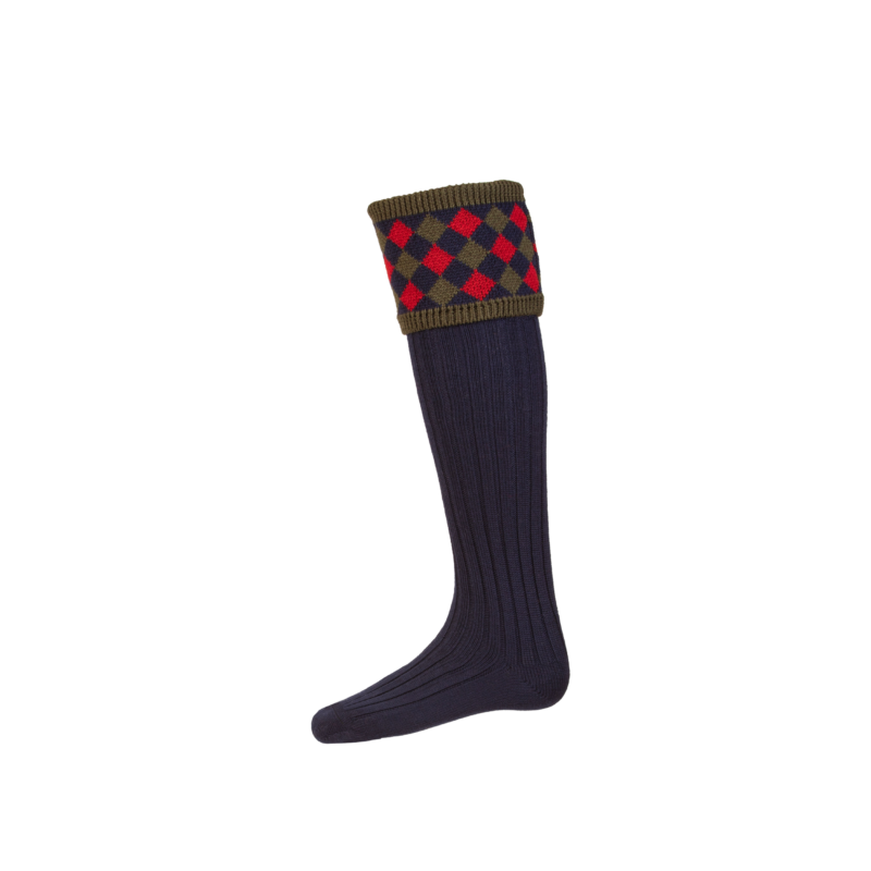 Mens Chequers Sock Navy
