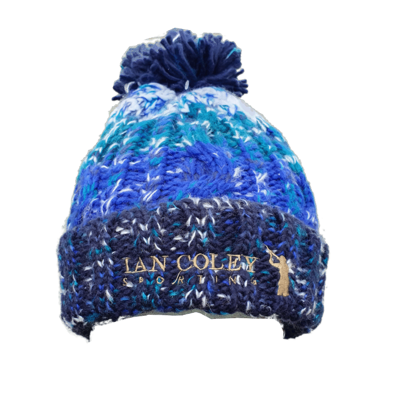 Ian Coley Corkscrew Pom Pom Bobble Hat Alpine Blues