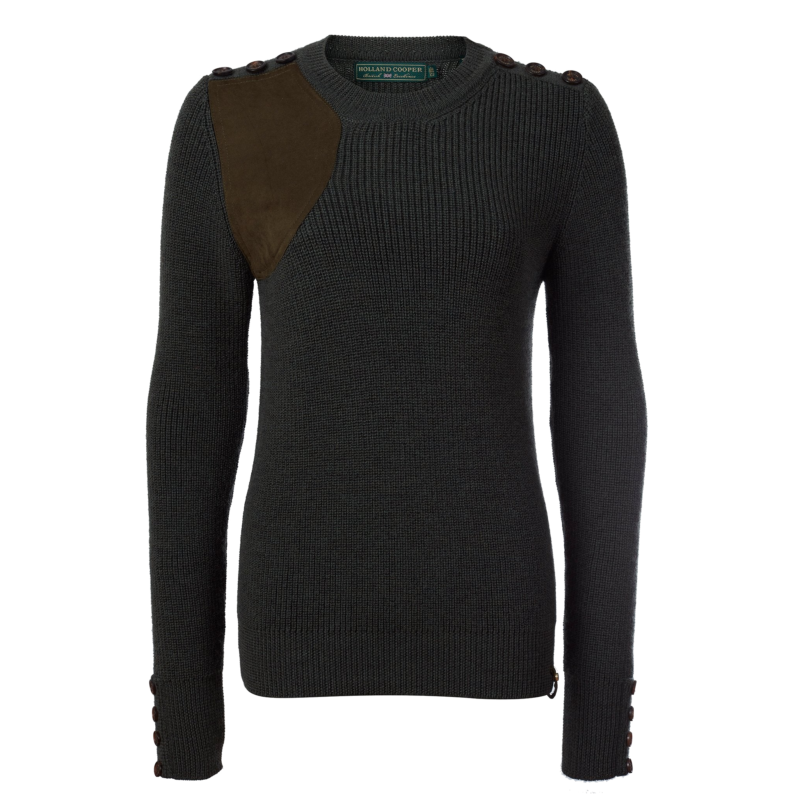 Holland Cooper Heritage Crew Neck Knit Forest Marl