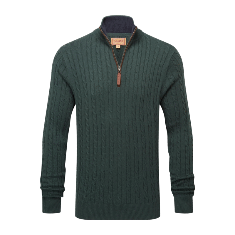 Schoffel Calton Cotton Cashmere Cable Jumper Botanical Green