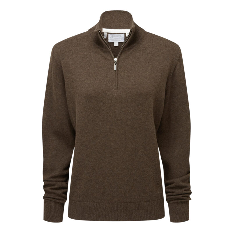 Schoffel Polperro Pima Jumper 1/4 Zip Chocolate