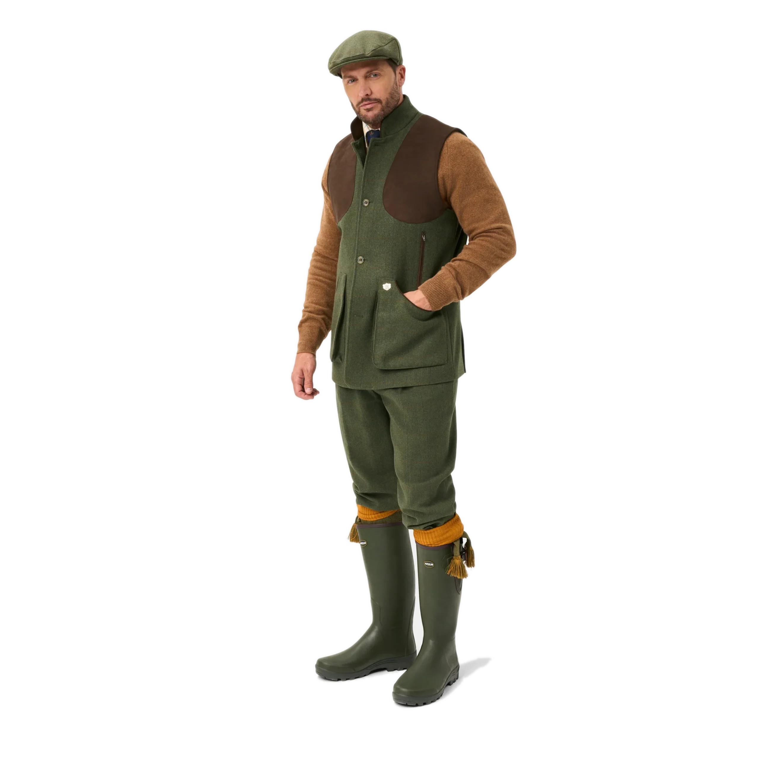 Alan Paine Combrook Tweed Gilet Mariner
