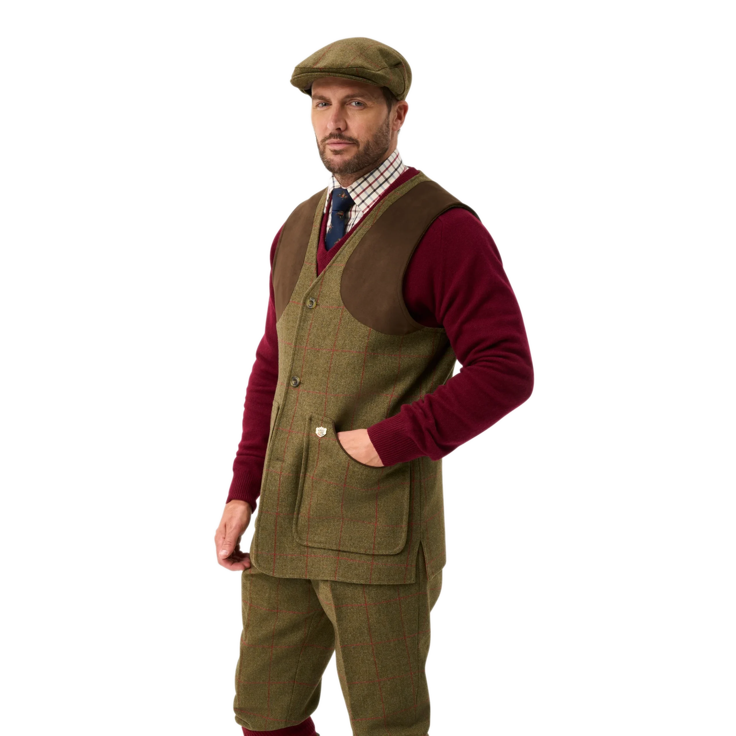 Alan Paine Combrook Tweed Shooting Waistcoat Sage