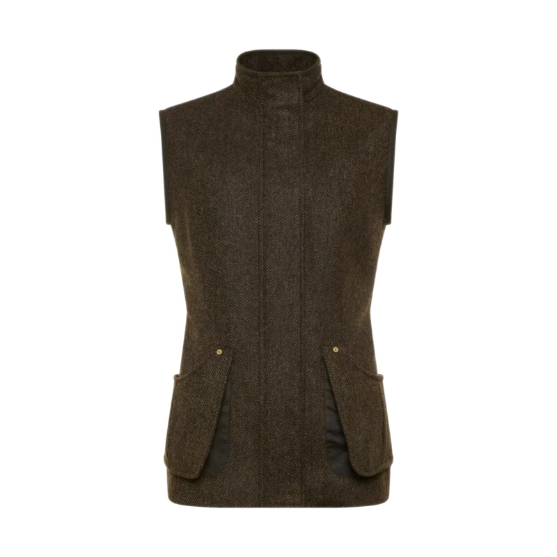 Holland Cooper Classic Tweed Gilet Dark Green Herringbone
