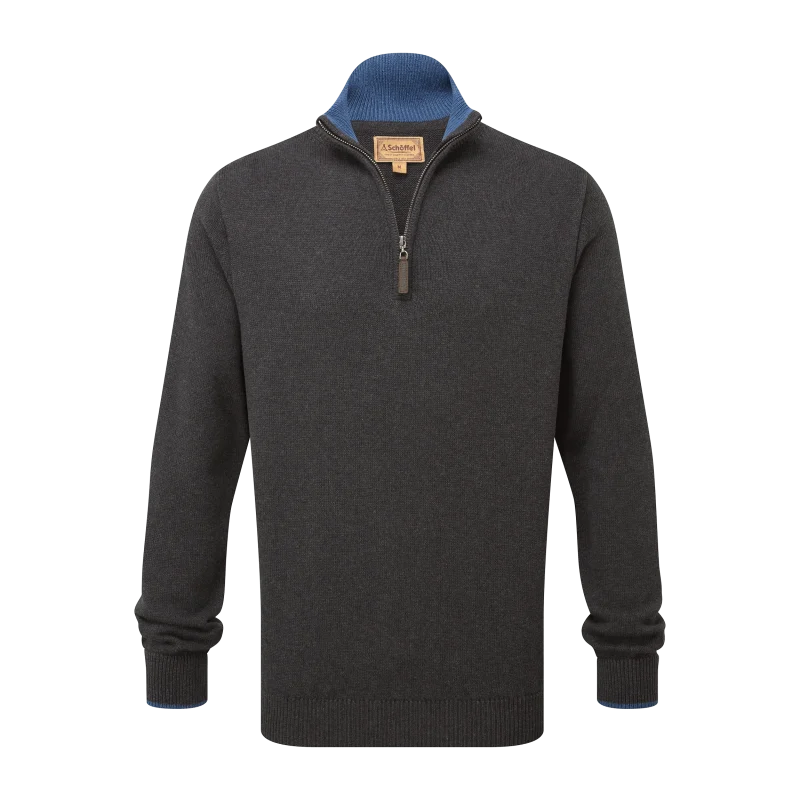 Schoffel Mens Castlebay Quarter Zip Jumper Charcoal