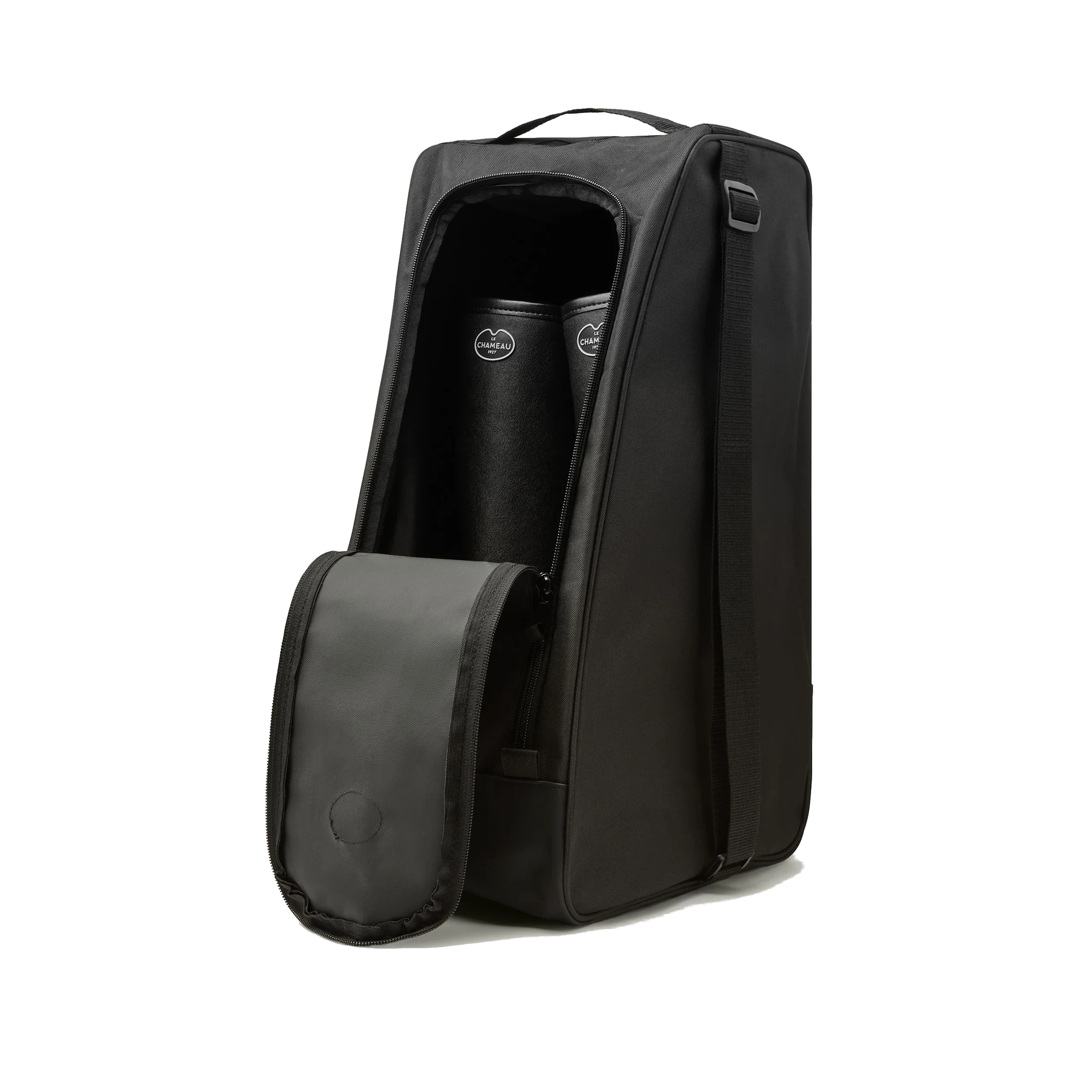 Le Chameau Boot Bag Black with boots inside