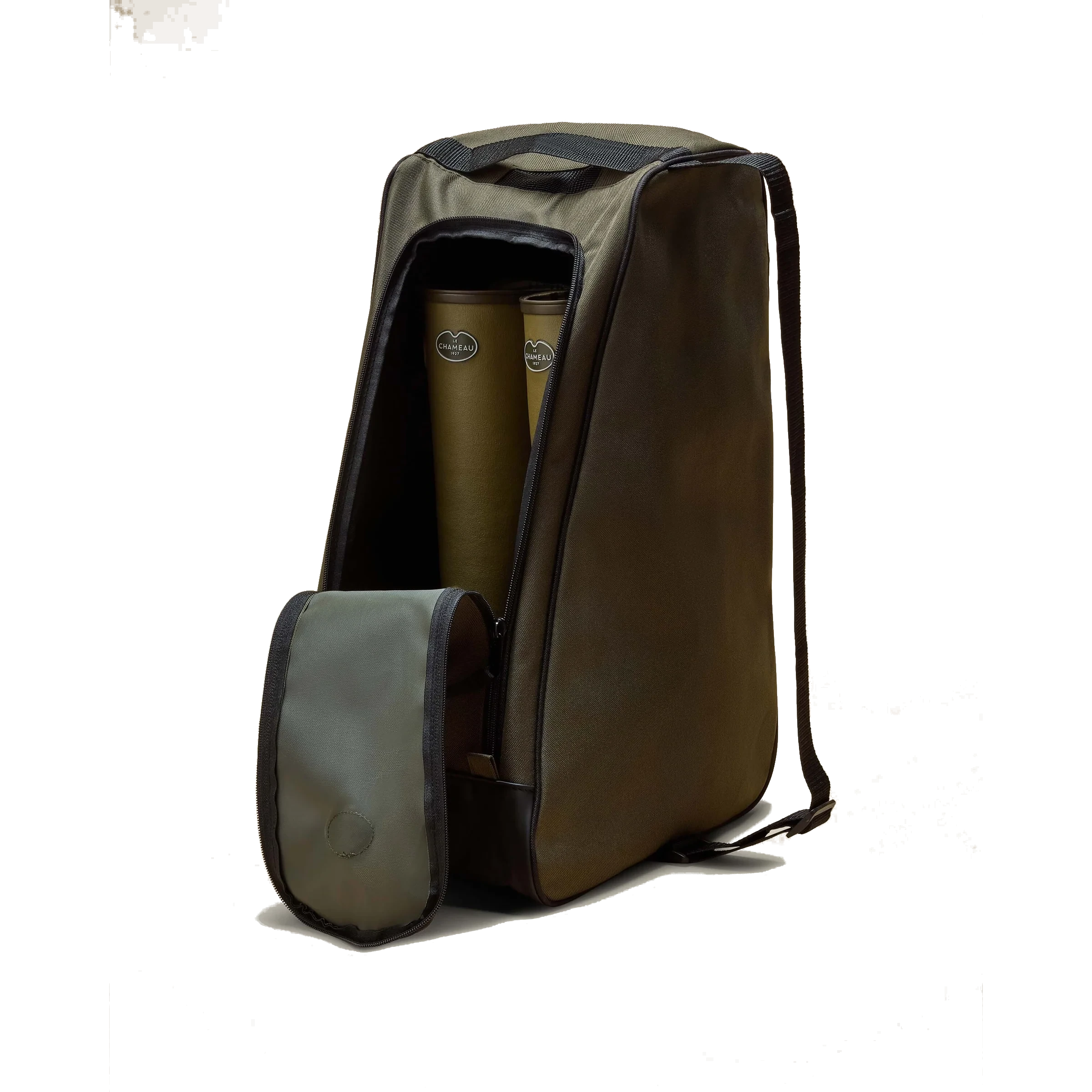 Le Chameau Boot Bag Chameau Green with boots inside