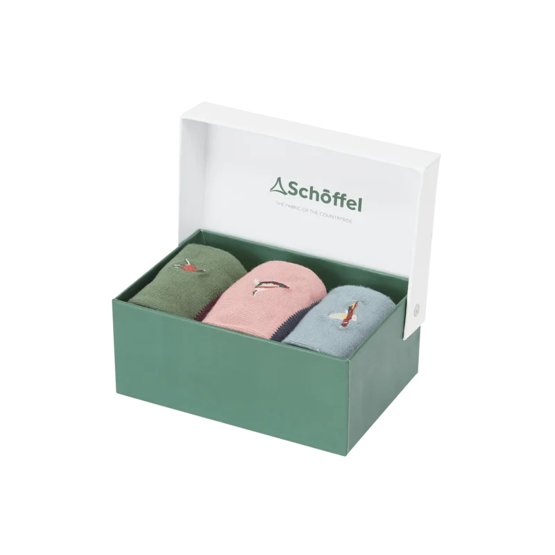 Schoffel Ladies Bamboo Sock Three Pack Loden Green Pheasant Mix