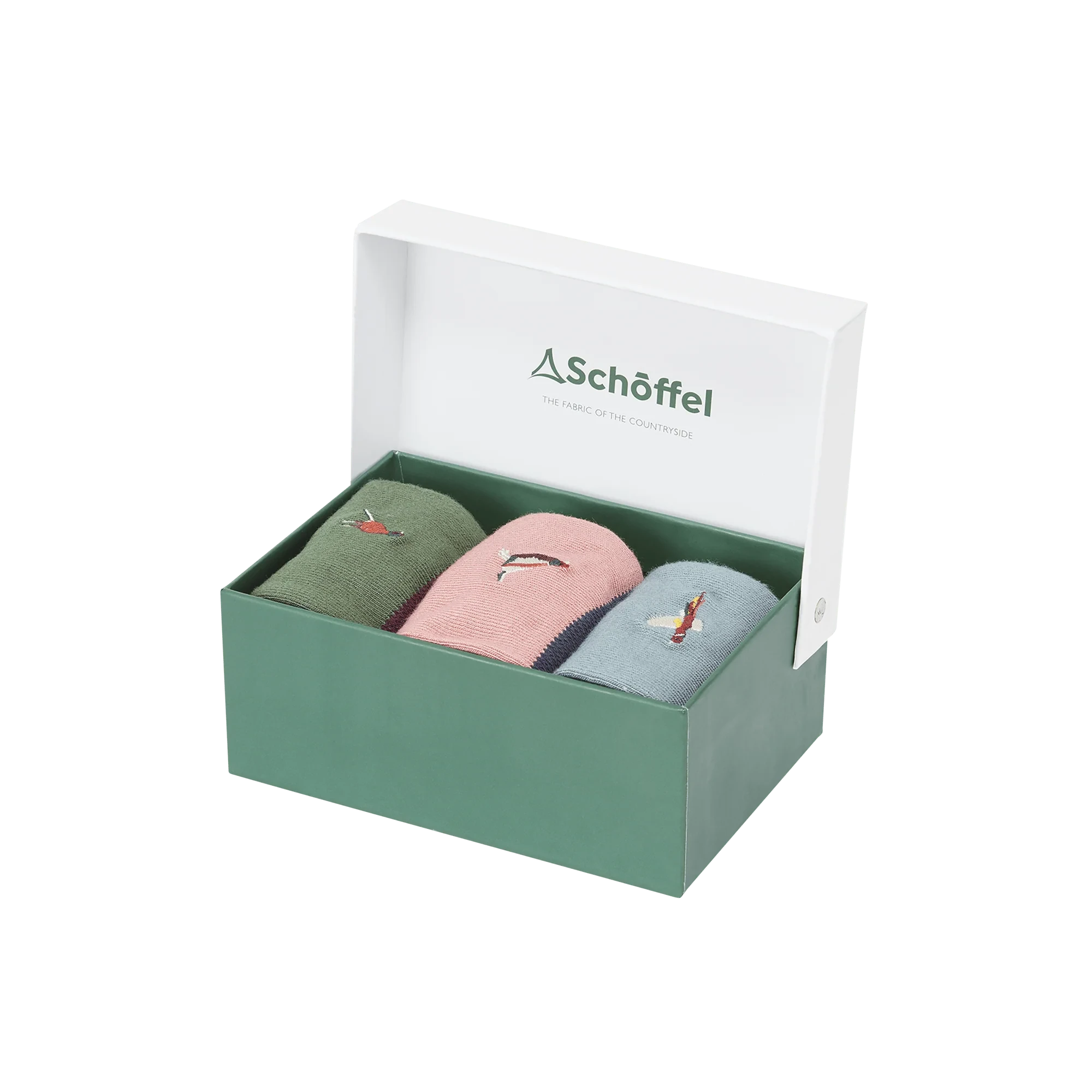 Schoffel Ladies Bamboo Sock Three Pack Loden Green Pheasant Mix