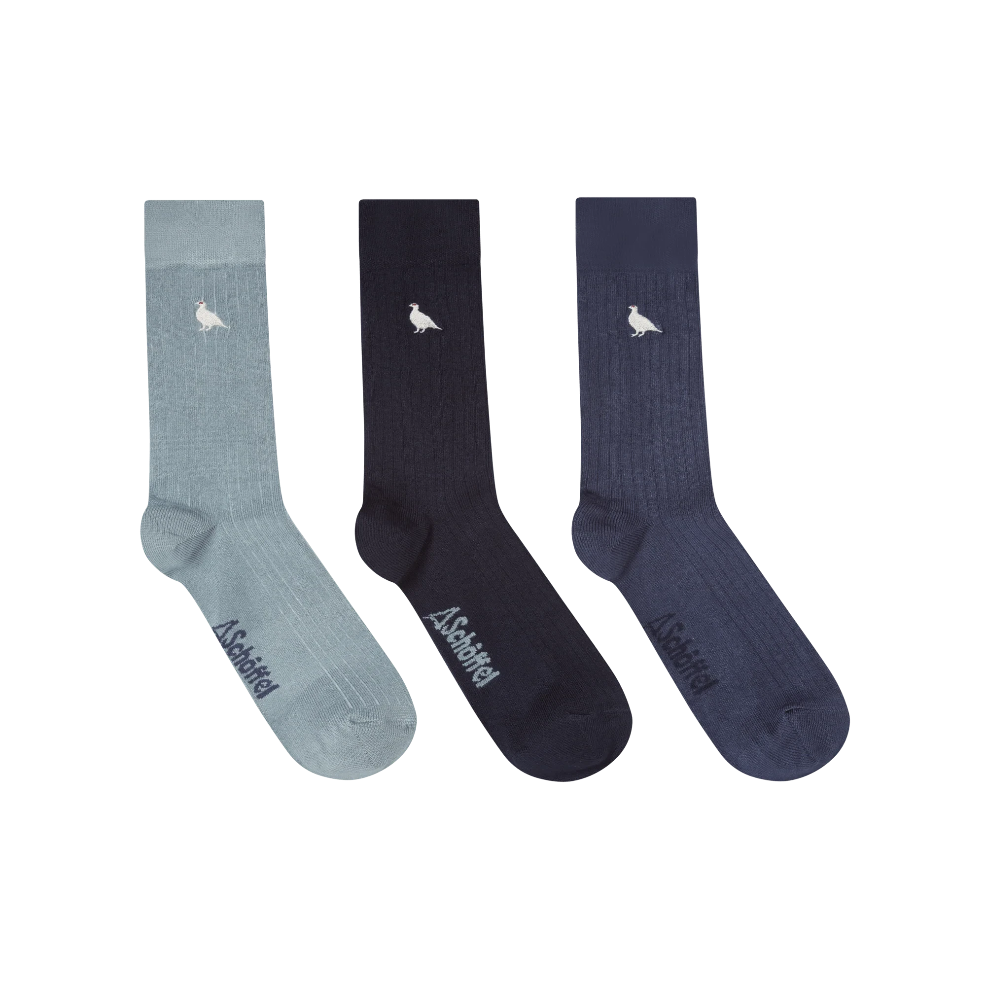 Schoffel Mens Bamboo Socks Three Pack Blue Ptarmigan Mix
