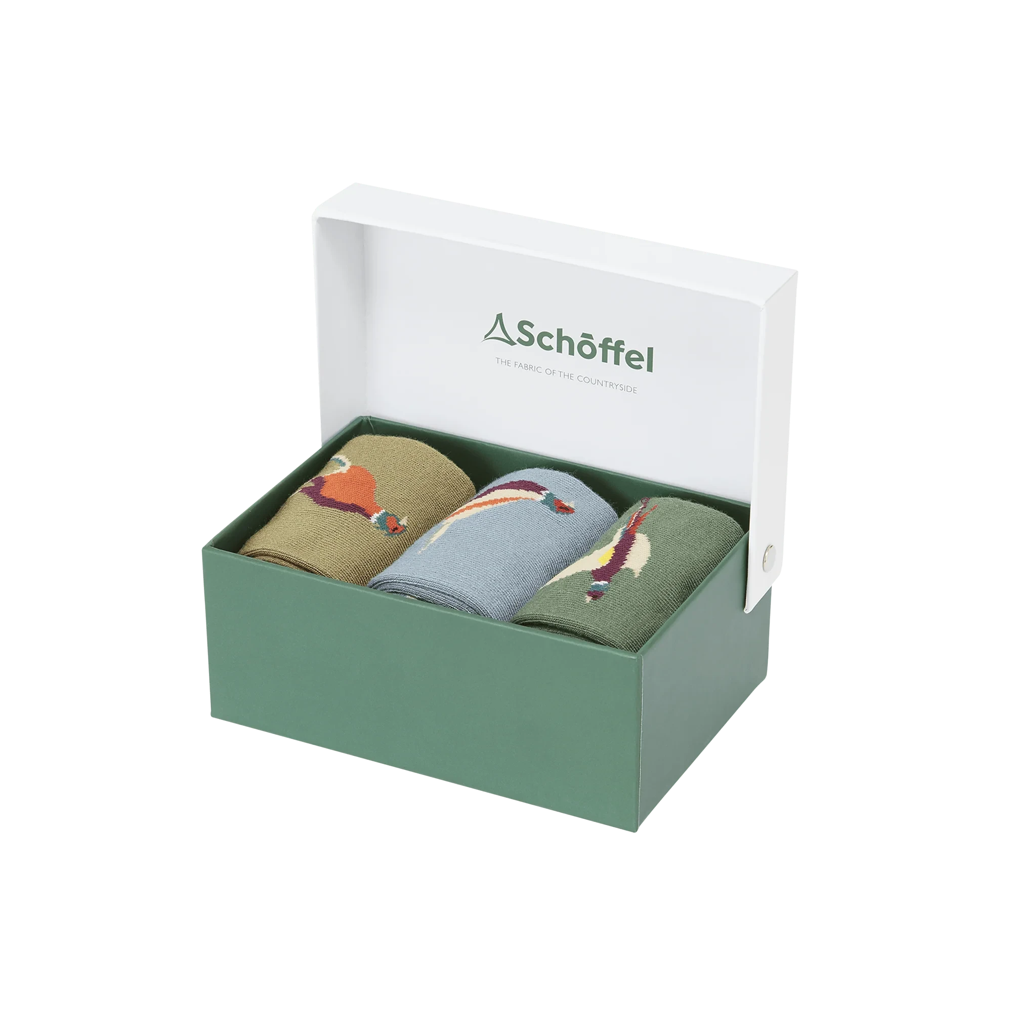 Schoffel Mens Bamboo Socks Three Pack Lake Blue Pheasant Mix